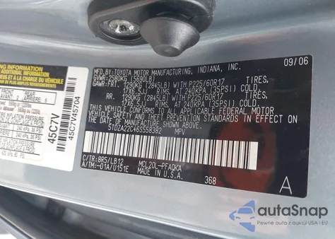 2006 Toyota Sienna Xle from USA, damaged, VIN 5TDZA22C46S558382